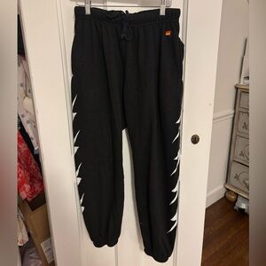 Aviator Nation Black Joggers with Lightning Bolts